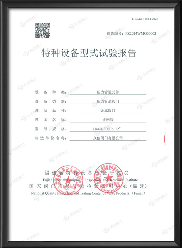 特种设备型式试验报告-止回阀